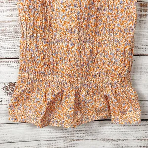 Zara Floral Ditsy Orange Lilac Smocked Sleeveless Minidress, EUC, Size Medium thumbnail 6