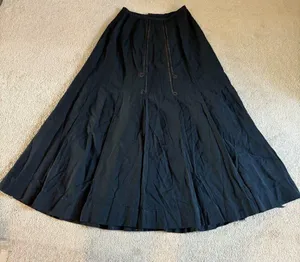 Antique early 20th-century black wool skirt 26" waist steampunk goth cosplay thumbnail 2