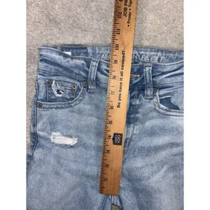 American Eagle‎ Jeans Womens 000 Short Light Wash Super Hi-Rise Flare Distressed thumbnail 9
