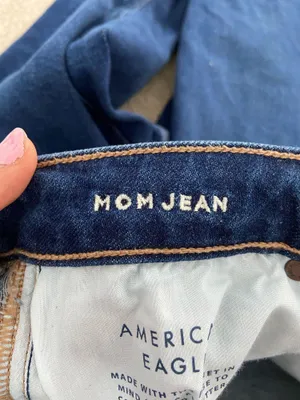 Dark Wash American Eagle Mom Jeans Stretch thumbnail 2