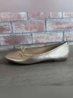 J. McLaughlin Ballet Flats Bow Women’s 9.5 Champagne Gold Square Toe Classic thumbnail 5
