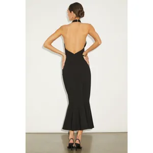 NWT Lulus Chic Masterpiece Black Backless Trumpet Hem Midi Dress Party Size XS thumbnail 3