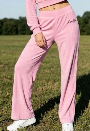 I.AM.GAIA Terry Pants Womens XS 100% Cotton High Waist Wide Leg Gilry Romantic thumbnail 1