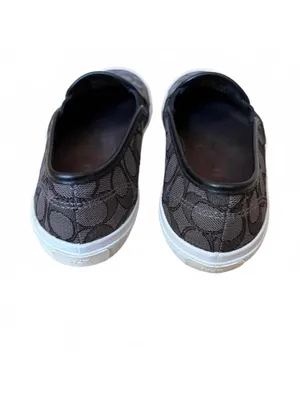 Coach Chrissy Signature Monogram Slip-On Sneakers Black Gray Women's Size 8B thumbnail 4