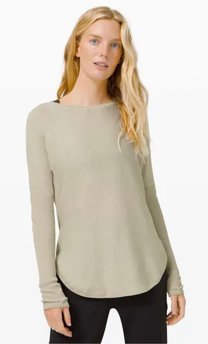 Lululemon Take It All In Sweater Light Sage Long Sleeve Cotton Knit thumbnail 1