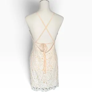 Dress Forum L Ivory Lace Open Back Cocktail Occasion Dress Wedding Halter Mini thumbnail 5