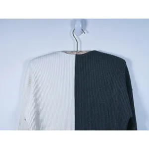 Abercrombie & Fitch V-Neck Colorblock Ribbed Sweater Size S Gray White Minimal thumbnail 6