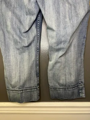 Express Stella Crop Jeans Womens 12 Light Wash Blue Cuffed Cropped Denim thumbnail 6