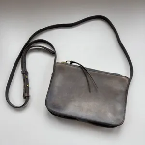 Madewell The Simple Crossbody Leather Bag Small Rectangle Purse Distressed Blue‎ thumbnail 1