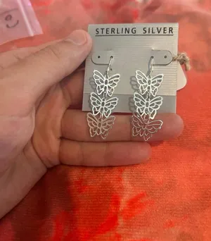 Earrings 925 sterling silver butterfly c01 thumbnail 1