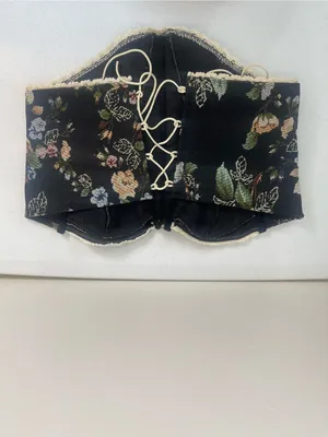 Floral Lace-Trim Black Corset Camisole thumbnail 3
