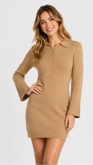 A New Day Women’s Long Sleeve Collared Button-Front Sweater Dress Size Large thumbnail 1