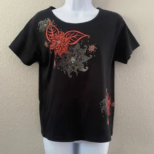 Vintage‎ Y2K Black T-Shirt S Fairy Grunge Gothic Summer Casual 2000s Graphic Tee thumbnail 1