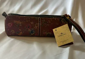 Patricia Nash Isla Oblong Cognac Leather Wristlet, Clutch, Handbag thumbnail 1