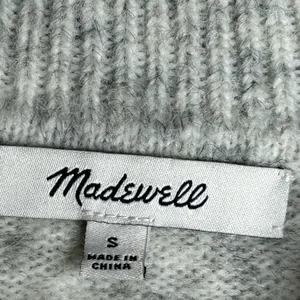 Madewell Shawl Collar Wool Sweater Grey Marled Knit Pullover Puff Sleeve. Size S thumbnail 7