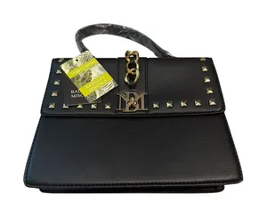 NWT Badgley Mischka Studded Top-Handle Crossbody Bag Black Faux Vegan Leather thumbnail 1