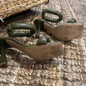 Sebastian Milano Olive Green Square Toe Padded Puffer Heel thumbnail 8