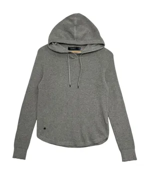 Lauren Ralph Lauren Sweater Womens Medium Gray Hoodie Waffle Knit Preppy Cozy thumbnail 1