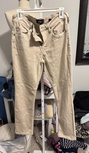 PAIGE Women's Cream Straight Leg Jeans - Neutral Beige thumbnail 1