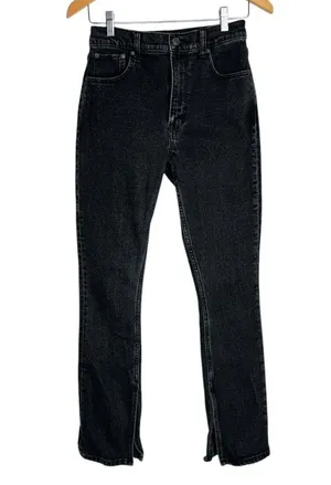 Abercrombie & Fitch Split Hem Jeans Sz 25 Black Denim Skinny High Rise thumbnail 4