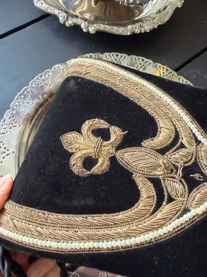 Vintage Bullion Bag Velvet Evening Wear Handbag Coin Purse Gold Trim Embroidery thumbnail 12