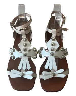 Tory Burch Aurora Studded Gladiator Sandals White‎ Leather Size 7 Rare thumbnail 1