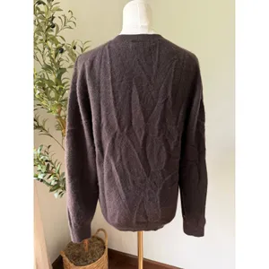 Cashmere Sweater 100% Brown Quiet Luxury Crewneck Lands' End Medium thumbnail 2