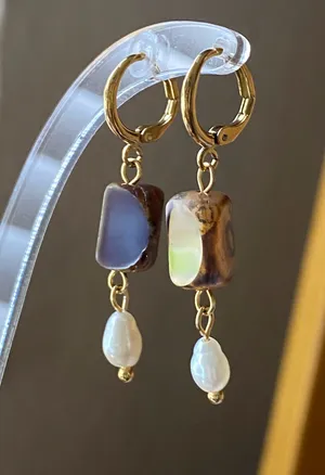 Handmade unique retro vintage fairy boho style dangle earrings w/ quality Czech glass beads💜 thumbnail 7