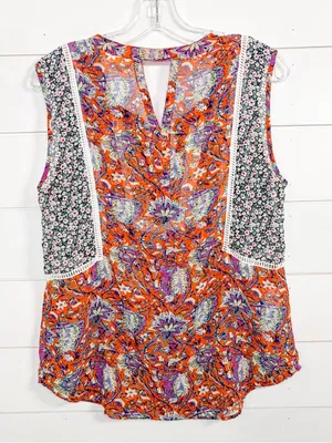 Anthropologie Meadow Rue Floral Colorblock Sleeveless Top, EUC, Medium thumbnail 8