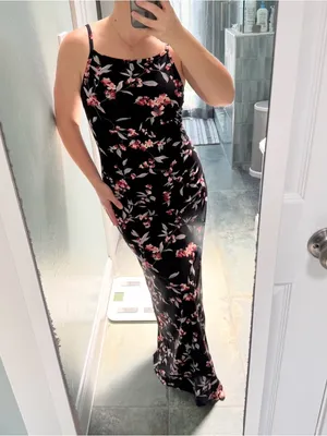 VTG 90s Byer Too Floral Maxi Dress M Black Pink Dark Fairy Whimsigoth Grunge thumbnail 3