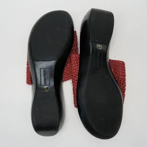 Vintage 90s Cabin Creek Red Woven Wedge Sandals thumbnail 10