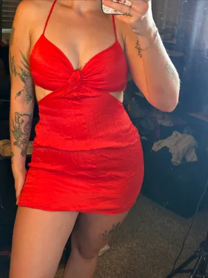 Zara Red Satin Cutout‎ Mini Dress thumbnail 1