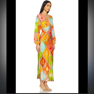 Never fully dressed NWT Soller Emma Dress $228 satin printed spring revolve boho thumbnail 4