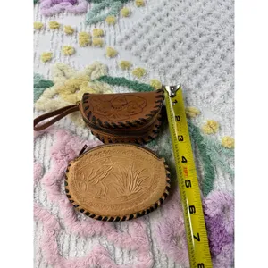 Vintage‎ Tooled Leather Coin Purse Pouch Florida Mexico Floral Design thumbnail 6