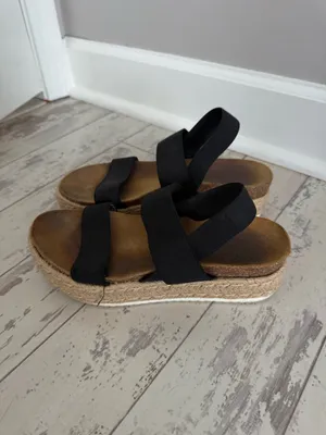 Steve Madden Black Strappy Sandals Platform thumbnail 5