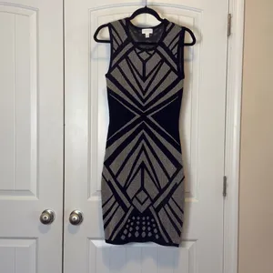 Bisou Bisou Dress M Michele Bohbot Metallic Art Deco Bodycon Mini Holiday Party thumbnail 2
