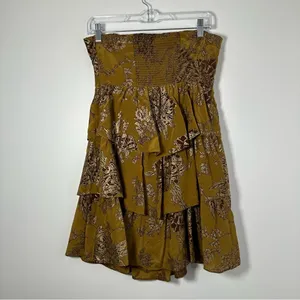 Anthropologie Moulinette Soeurs Tiered Babydoll Strapless 100% Silk Dress Size M thumbnail 3