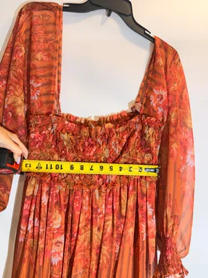 Free People Angel Eyes Brown Floral Off Shoulder High Slit Maxi Dress XS thumbnail 9
