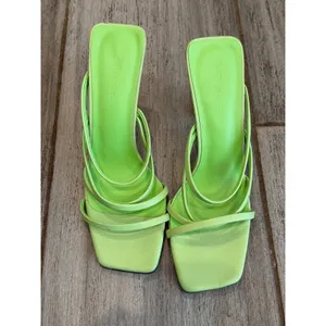 Charles & Keith Mules Women 37 Green Strappy Transparent Heel Trendy Chic Sandal thumbnail 6
