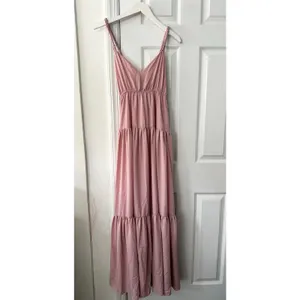 Lulu’s Sunshine Bound Mauve Blush Pink Tiered Tie Braid Maxi Dress Small Wedding thumbnail 4