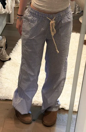 Edikted blue and white striped linen pants thumbnail 3