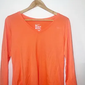 Nike Orange “the Nike tee” athletic cut Dri-fit long sleeve v neck tee thumbnail 2