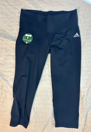 Adidas Portland Timbers Climalite Mid-Rise Cropped Leggings Black Womens Medium thumbnail 1