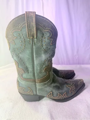 Teal Western Ankle Boots for Women thumbnail 5