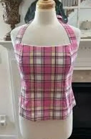 Lilly Pulitzer Margaery cami halter top 8/M Plaid Tank Resort Wear Croquet thumbnail 1