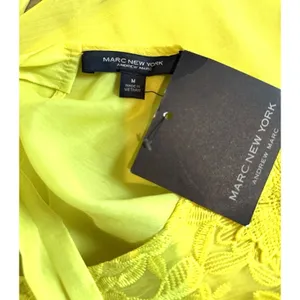 Marc New York Chartreuse 3D Floral Lace Crop Top M Tie Back Party Statement NWT thumbnail 6