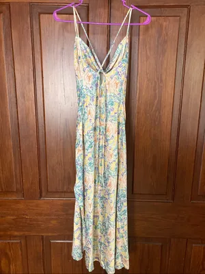 Astr The Label Gaia Floral Midi Flowy Strappy Sleeveless Slit Lined Dress XS thumbnail 4
