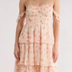 Beivy Orange Floral Tiered Off The-Shoulder Maxi Dress Size M NWT thumbnail 4