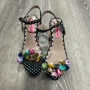 Betsey Johnson Koko Polka Dot Rainbow Wedge Sandal Heels Size 7 thumbnail 2