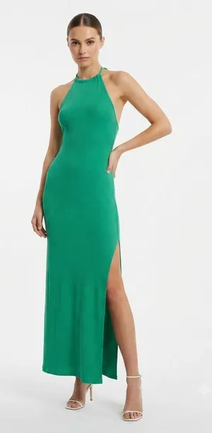 ASOS DESIGN Green Halter Neck Maxi Dress, Size US 6 (UK 10) thumbnail 1